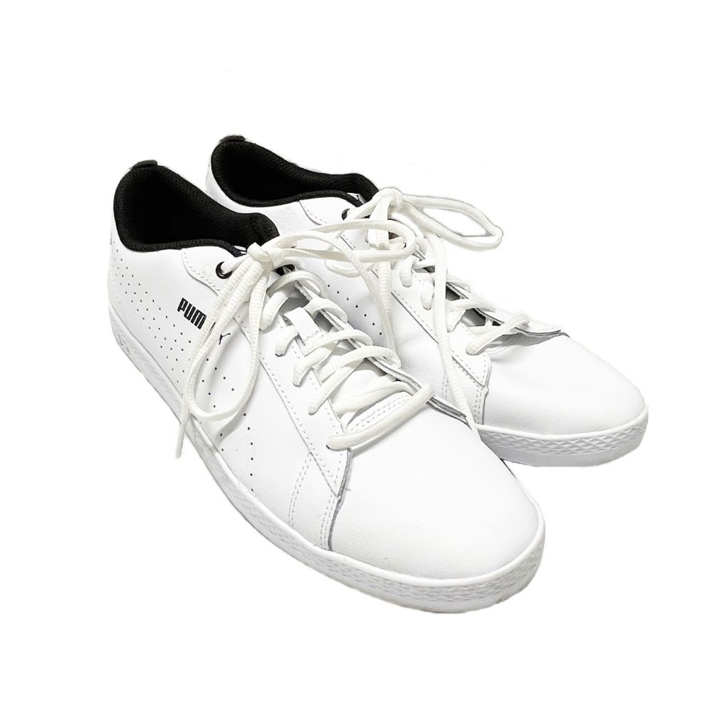 Puma Smash Perforated Sneakers Lace Up Leather White Sz 11